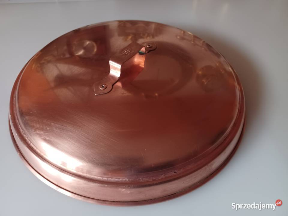 Sygnowana duża miedziana pokrywka Miedź Kolekcja Akcesoria kuchenne Poznań