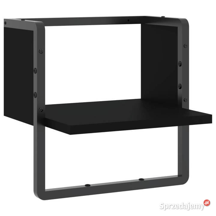 Półka ścienna z drążkiem czarna 30x25x30