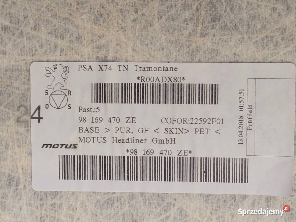 Podsufitka Citroen DS7 Performance 1722