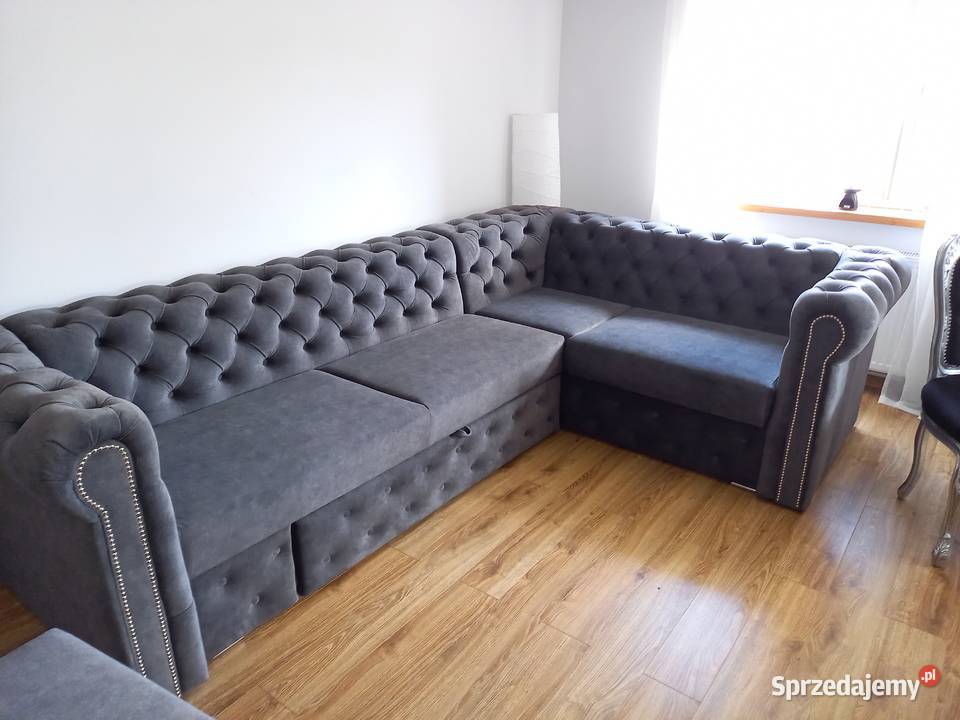 Narożnik pikowany chesterfield glamour z funkcją 270cm wielkopolskie Pyzdry