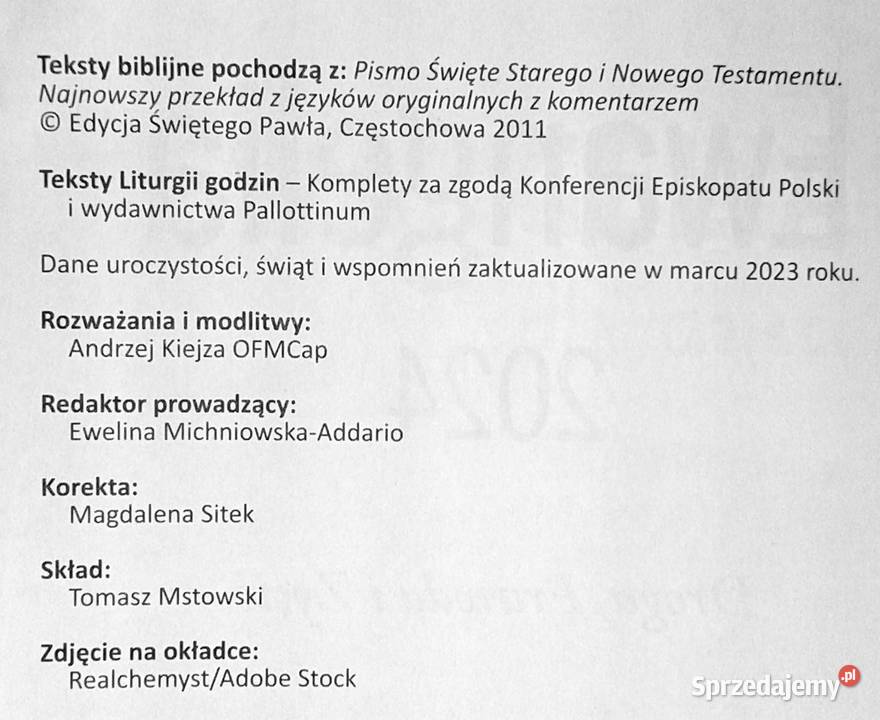 Słowo na każdy dzień Ewangelia 2024 Droga prawa Chełm