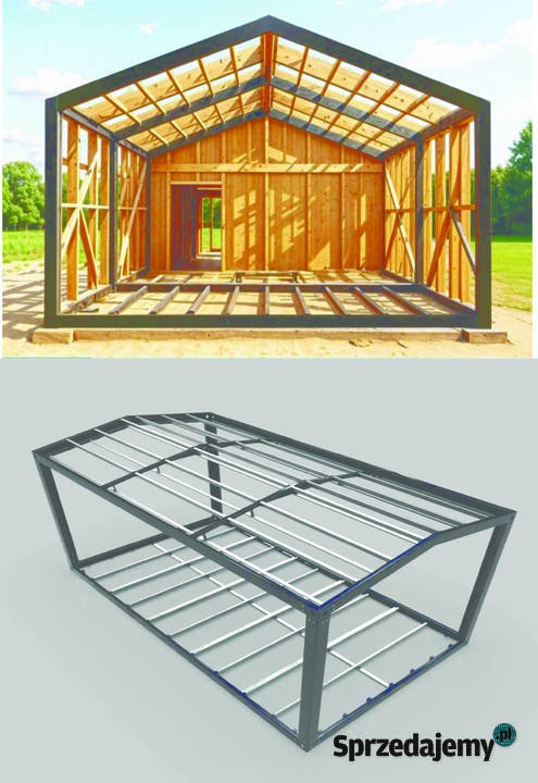 Konstrukcja stalowa domekgarażtaras Łódź