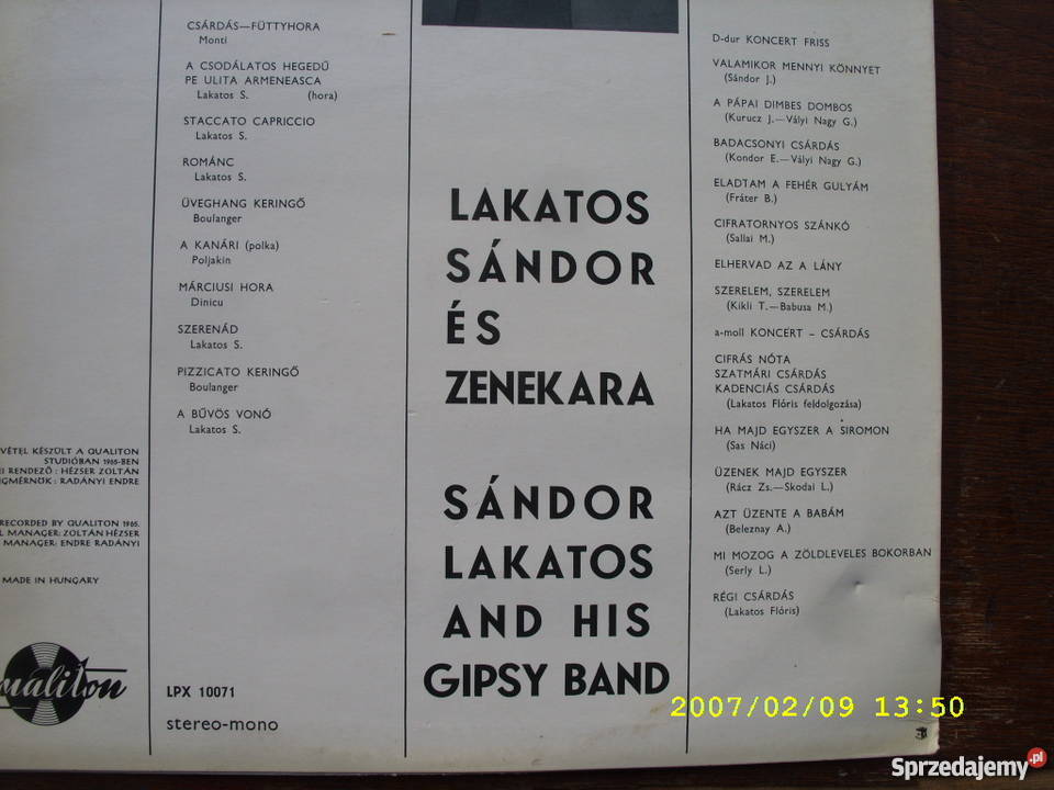 Folk LP BUDAPERT AT NIGHTGIPSY BAND płyta winylowa Wołów sprzedam