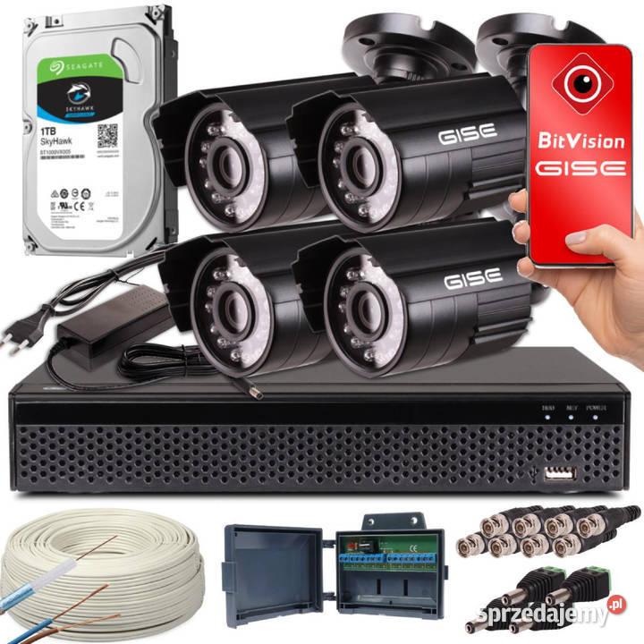KOMPLETNY ZESTAW DO MONITORINGU 4x Kamera 5Mpx Wrocław