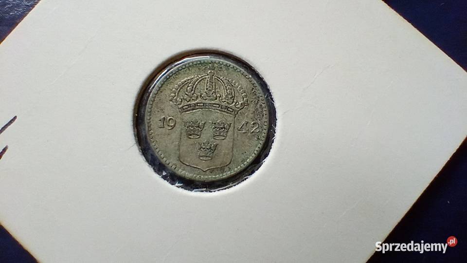 Stare monety 10 ore 1942 Szwecja srebro Lesko