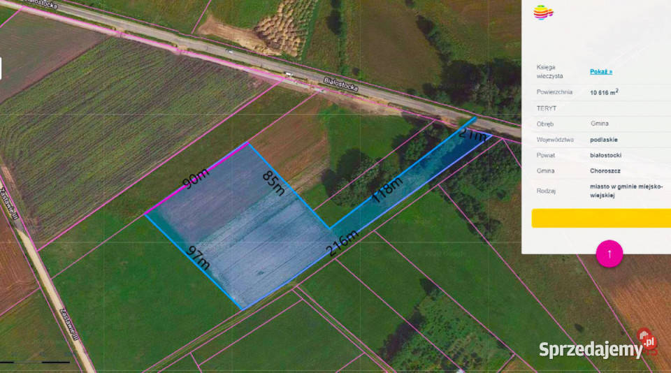 Sprzedam działka Choroszcz Białostocka 10600m2 100m