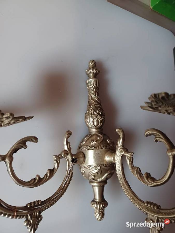 Piękny masywny mosiężny kinkiet Poznań