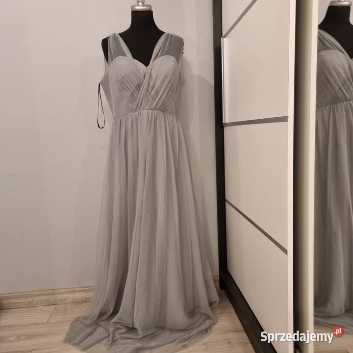 Szara suknia balowa Mascara London XXL szary/srebrny Kraków