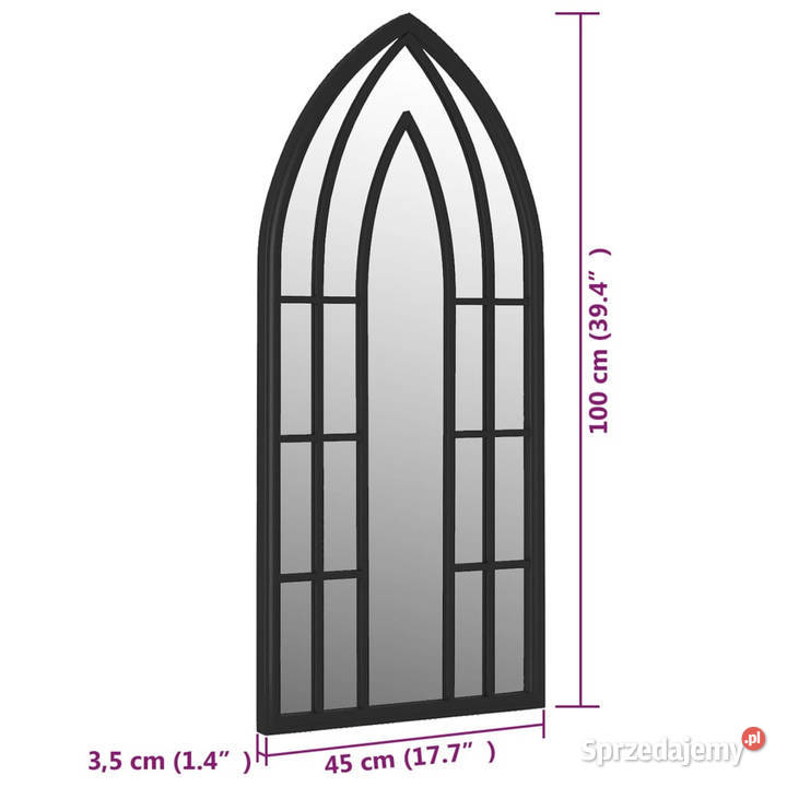 Lustro do wnętrz czarne 100x45 żelazne WM3093524
