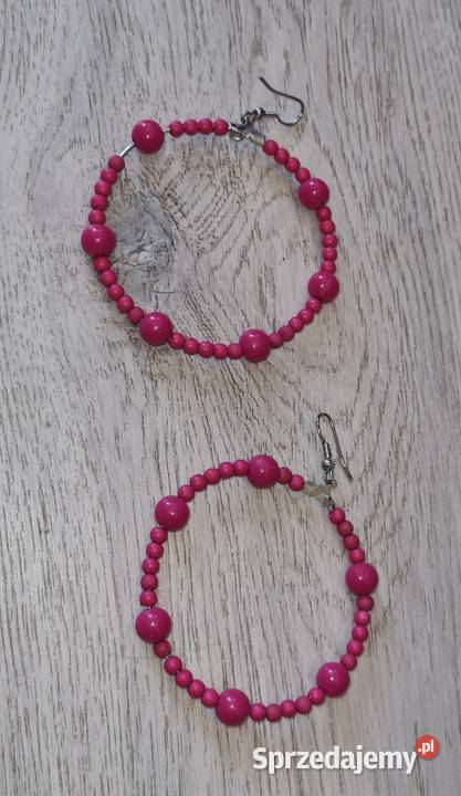 Kolczyki damskie różowe koraliki sprzedam