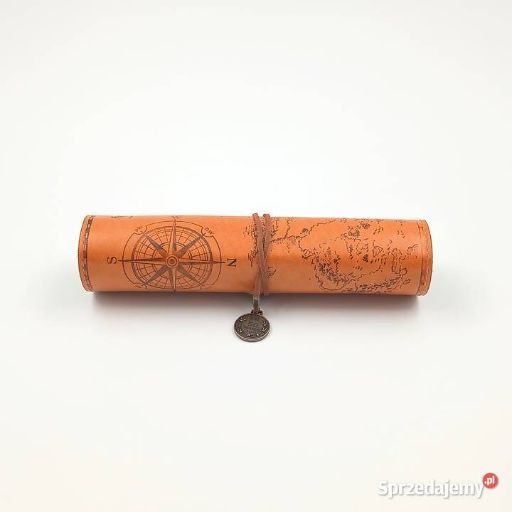 Piórnik szkolny zwijany skórzany mapa śląskie Zawiercie