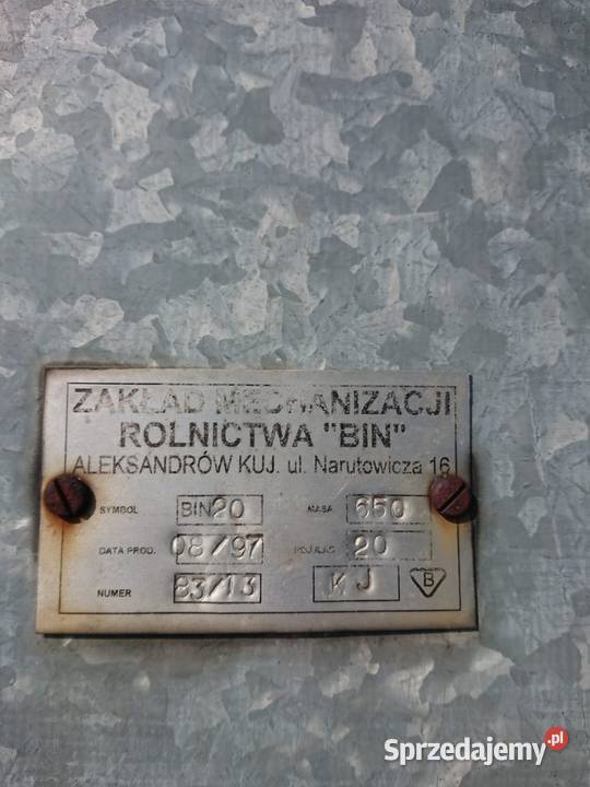 Silos bin 20ton Dąbrowa sprzedam