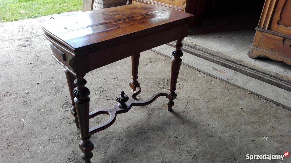 Karciakstolik konsolowy eklektyczny orzech antyk mazowieckie Warszawa