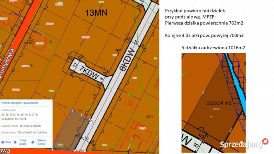 Działka budowlana o powierzchni 5386m2 z MPZP sprzedam