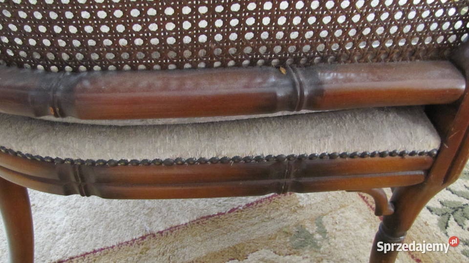 Fotel stylowy z rafią tapicerką mebel Stare Miasto