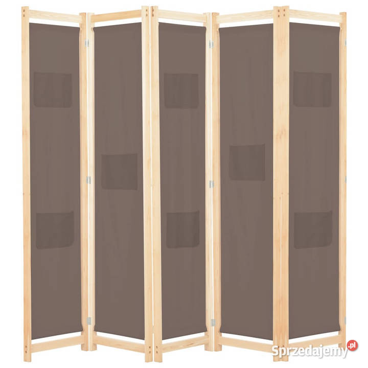 Parawan 5panelowy brązowy 200 x 170 x 4 tkanina Warszawa
