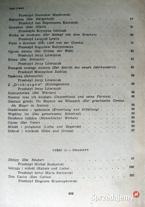 Fryderyk Schiller Dzieła wybrane Limanowa