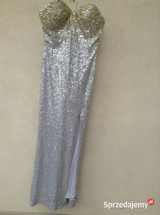 Markowa długa suknia okolicznościowa z cekinów M opolskie Opole