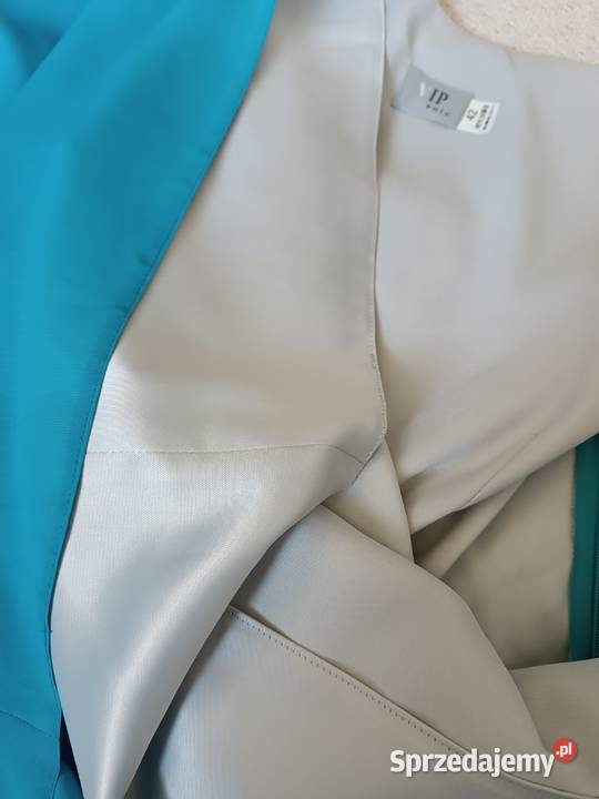 Niebieska sukienka koktajlowa odcięty pas Radzyń Podlaski