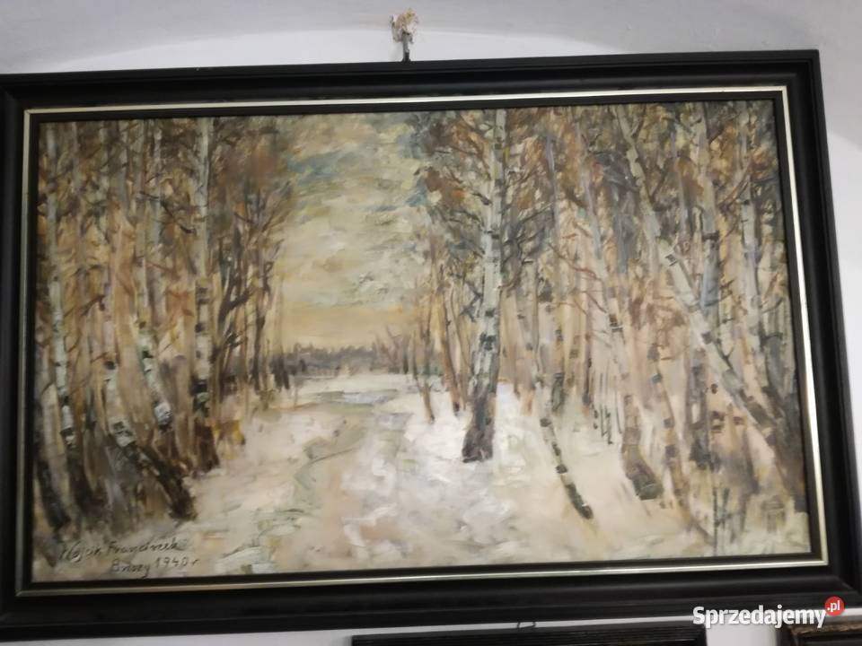 Franciszek WÓJCIK Brzozy nastrojowy obraz olejny Kraków