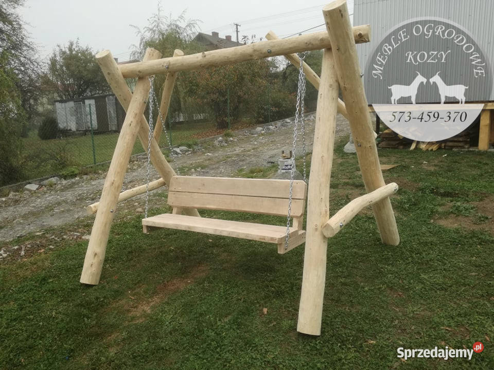 PROMOCJA Huśtawka drewniana z grubych bali plac Ogród śląskie Racibórz