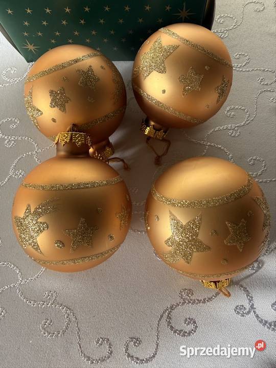 Bombki Szklane Choinkowe Złote z Gwiazdkami 80mm Czerwionka-Leszczyny sprzedam
