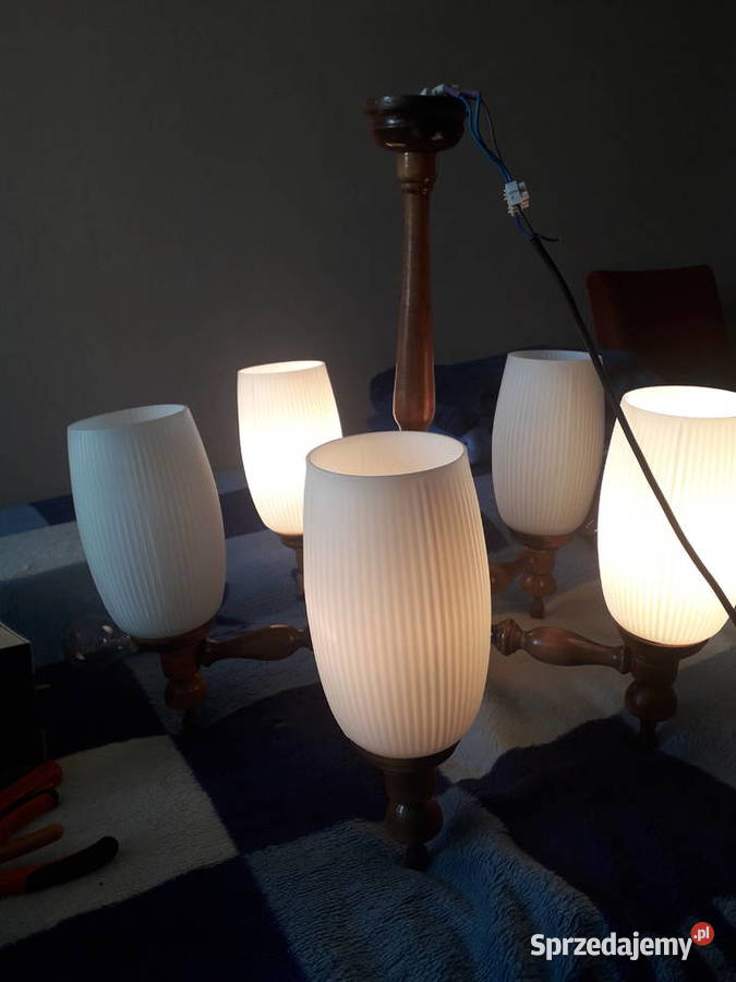 Żyrandol drewniany pięcioramienny Łódź