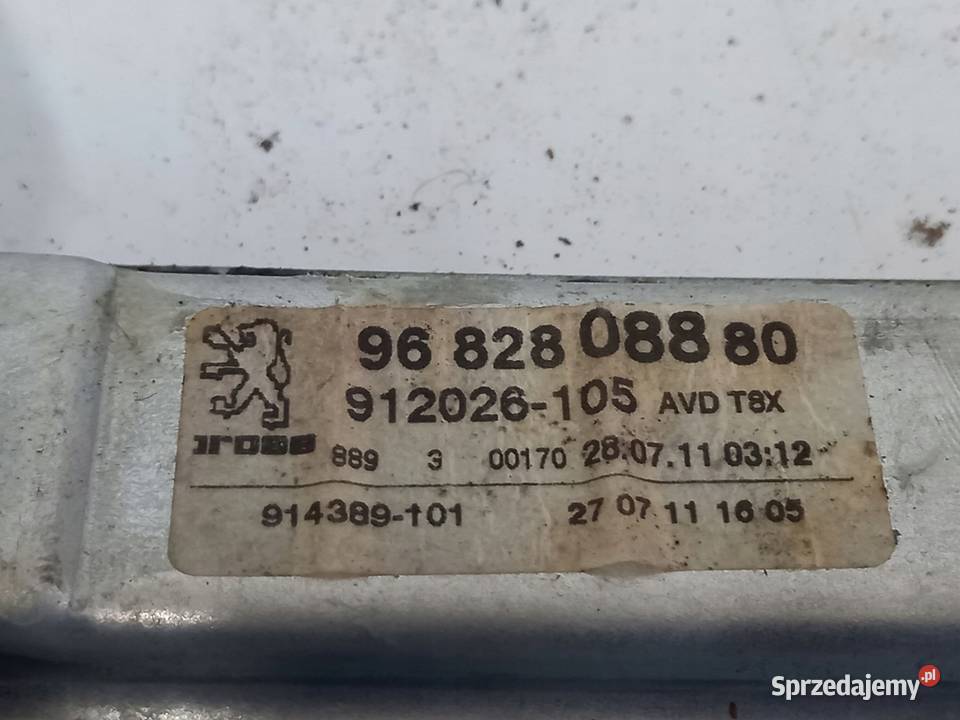 PEUGEOT 3008 mechanizm szyby prawy przód Kielce