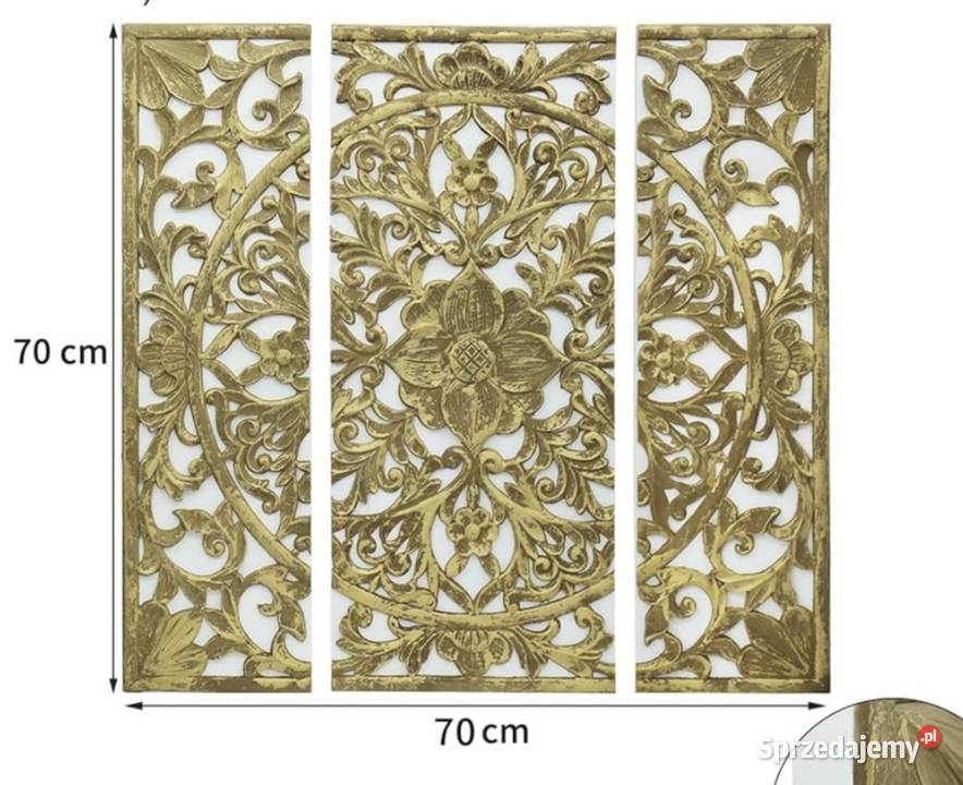 Dekoracja ścienna tryptyk kolor złoty Olkusz