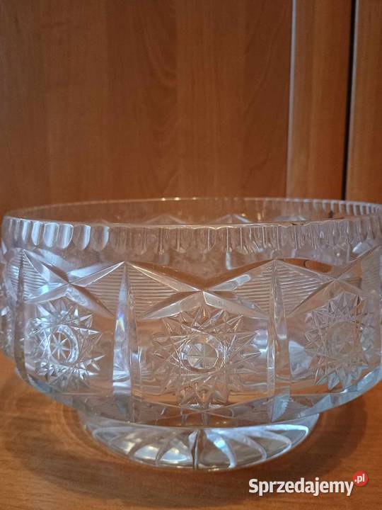 Piękna duża okrągła kryształowa misa PRL Vintage Bytom