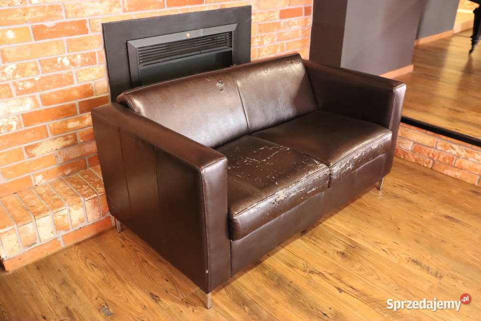 Sofa 2miejscowa brązowa skóra do renowacji Pszczyna