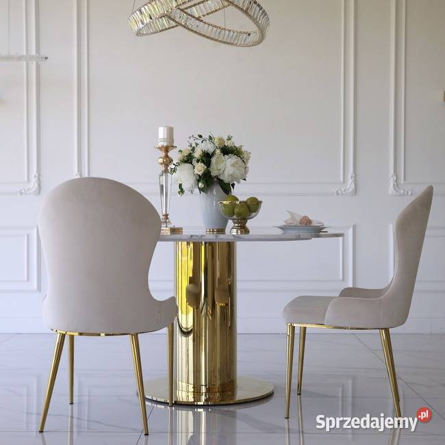 Nowoczesny stół złoty glamour okrągły z mazowieckie Warszawa