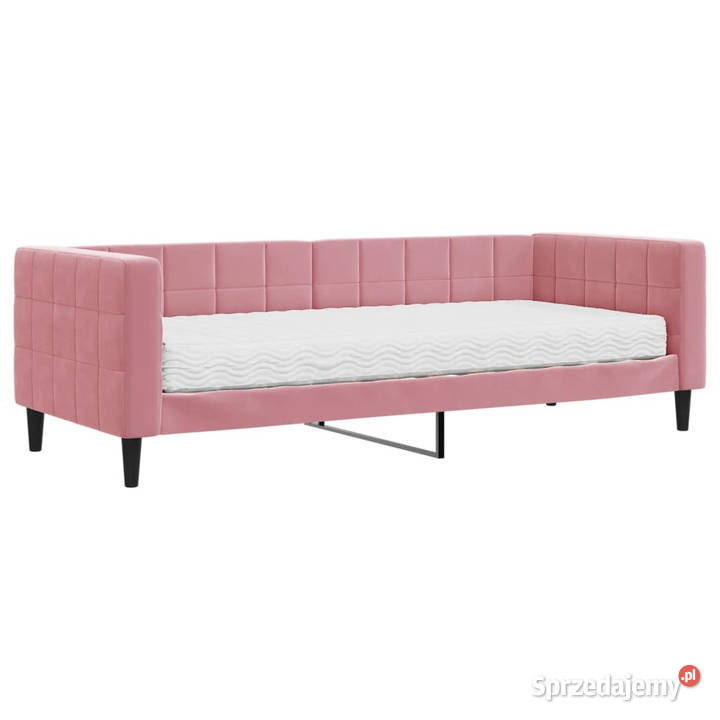 Sofa z materacem do spania różowa aksamit 80x200 Łóżka Warszawa
