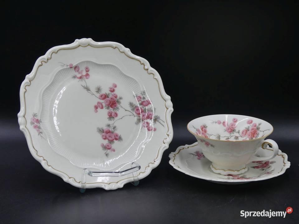 Komplet śniadaniowy Sorau Żary Mimozy Mimose Porcelana i szkło Poznań sprzedam