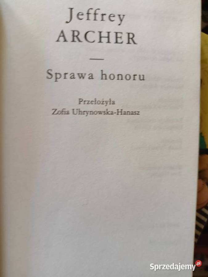 Archer książki używane Sprawa honoru księgarnia Rok wydania 2018 Warszawa