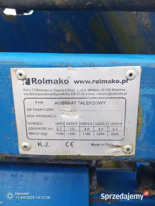 Agregat uprawowosiewny talerzowy Rolmako 3m Arcugowo sprzedam