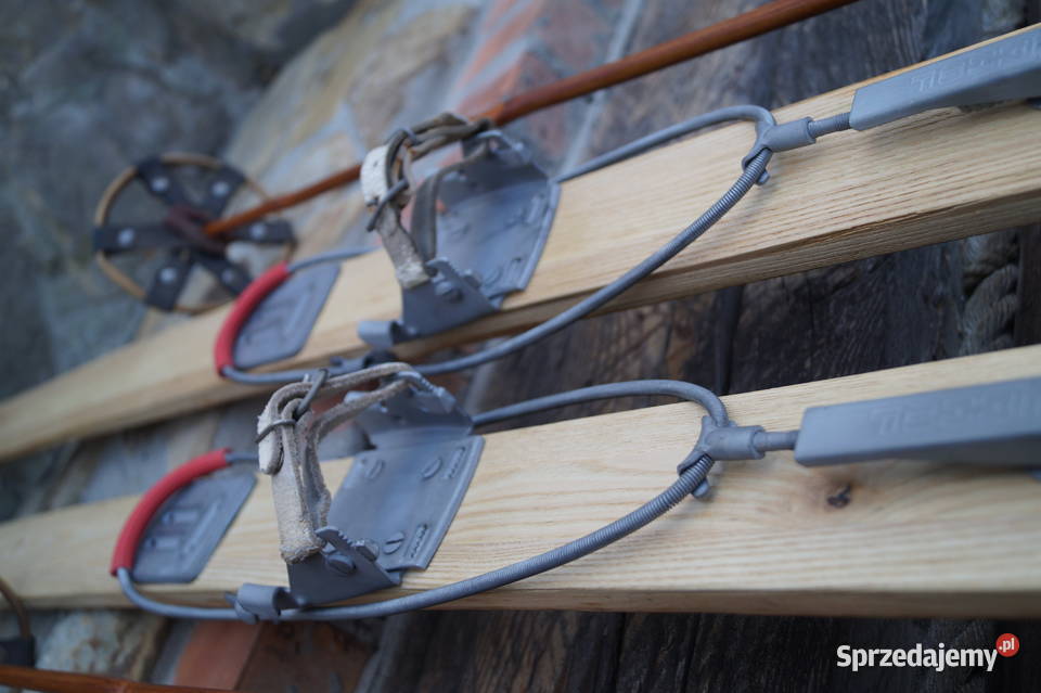 Stare narty jesionowe 165 z kijkami Pruchnik