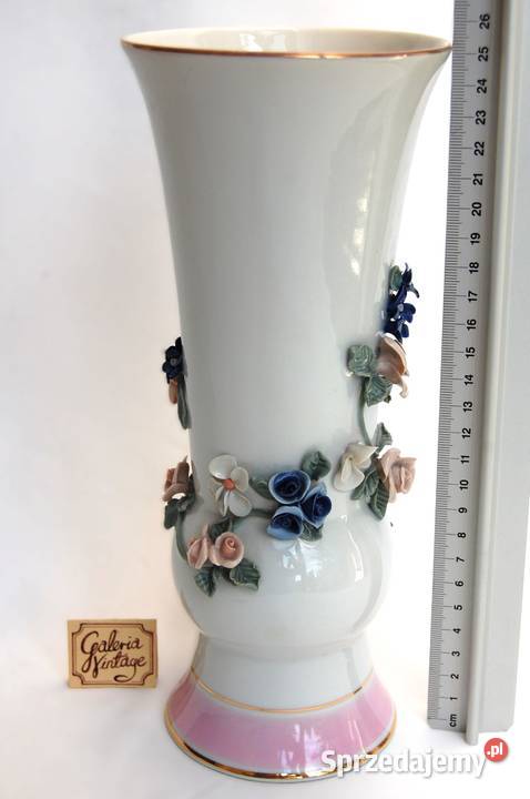 Wazon kwiaty relief recznie zdobiony porcelana wielokolorowy Lublin