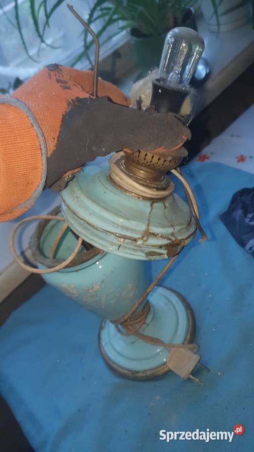 Lampa duża porcelanowa elektryczna art Deco Warszawa