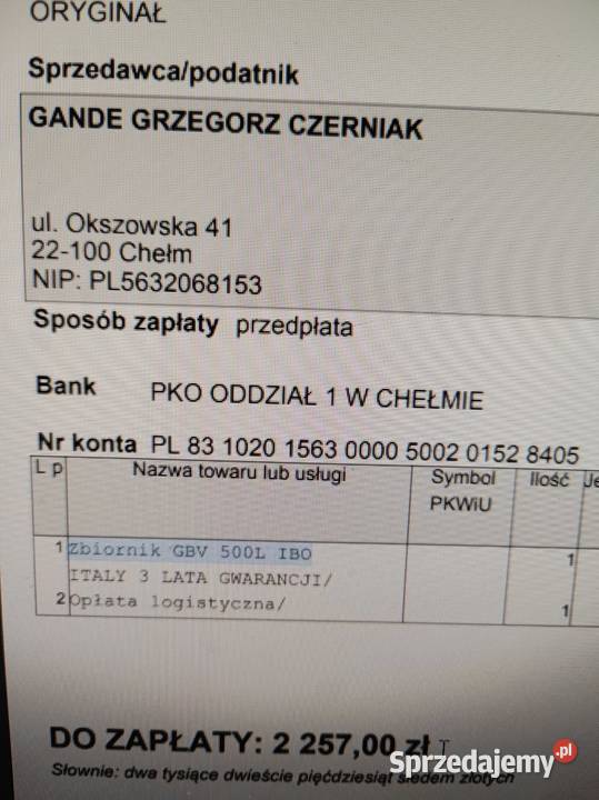 Zbiornik hydroforowy z membrana ibo 500 l Osiecznica