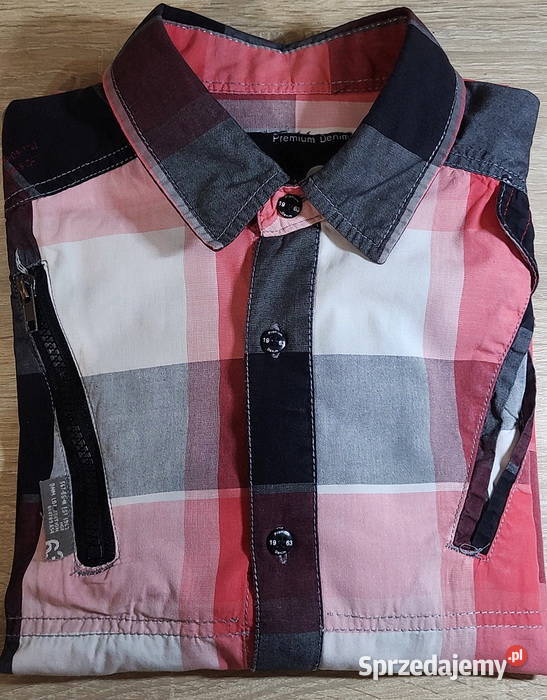 Koszula męska w czerwono czarną kratę bawełna Odzież wyjściowa Radom