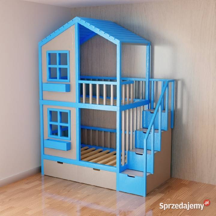 Łóżko piętrowe drewniane łóżeczko domek dla dzieci RATY