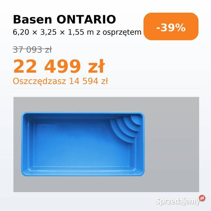 PROMOCJA Basen ogrodowy poliestrowy ZESTAW 6,2x3,25x1,55m basen z laminatu