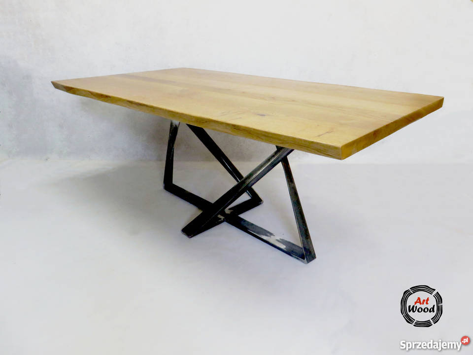 Stół loftowy z blatem dębowym z oflisem 180cm sprzedam
