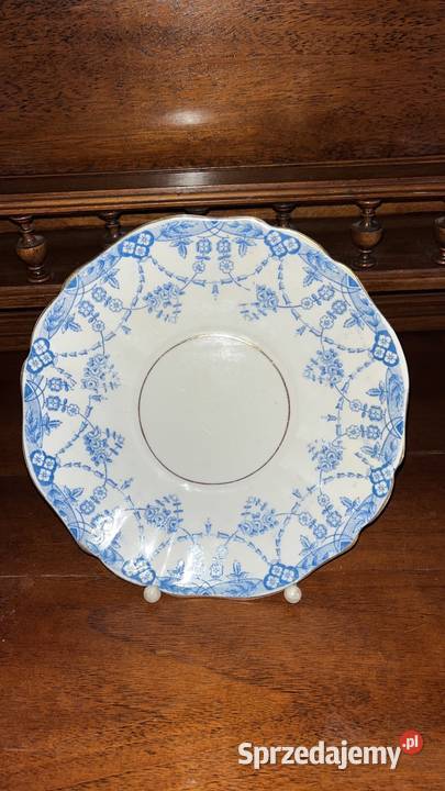 Patera biała porcelana niebieski dekor Bez syg Gdańsk