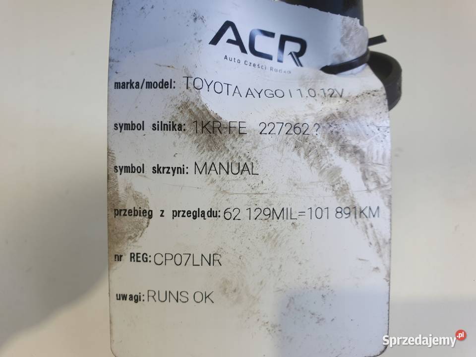 CEWKA ZAPŁONOWA Toyota Aygo Yaris II 10 12V 1KR osobowe Pozostałe