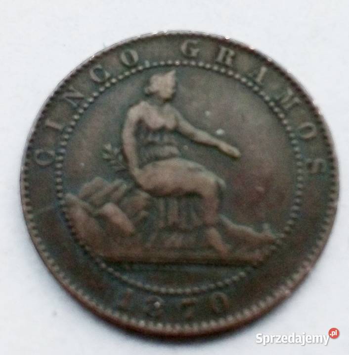 HISZPANIA5 CENTIMÓW1870 r Legionowo