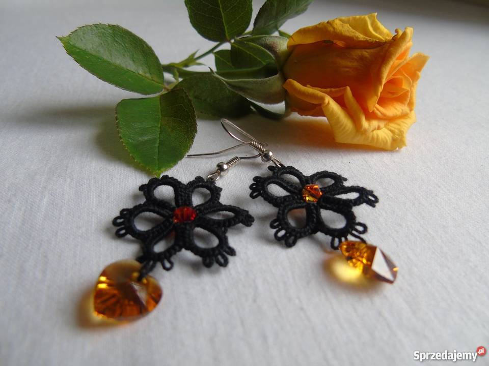 Kolczyki Frywolitkowe Wiśniowa