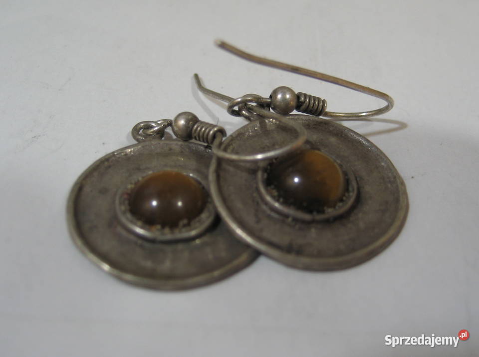 Kolczyki Srebrne Oko Tygrysa Warszawa sprzedam