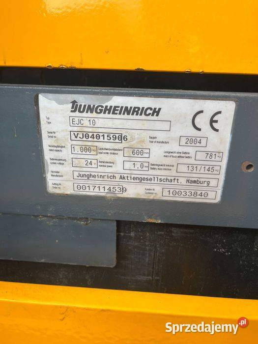 Wózek elektryczny JUNGHEINRICH EJC 10 Ładowarka Tuliszków